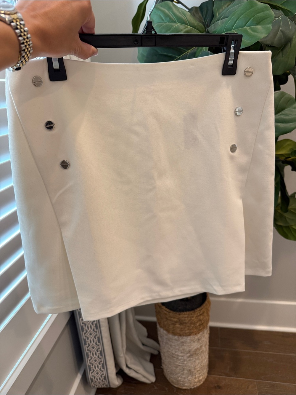 The Limited White Mini Skirt with Silver Buttons